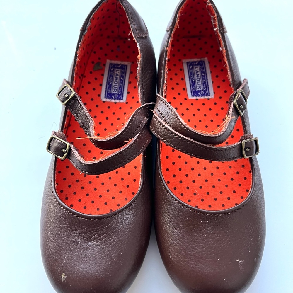 Amour Brown Kids Mary Jane Shoes